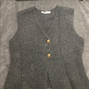 Zara Charcoal Wool Vest